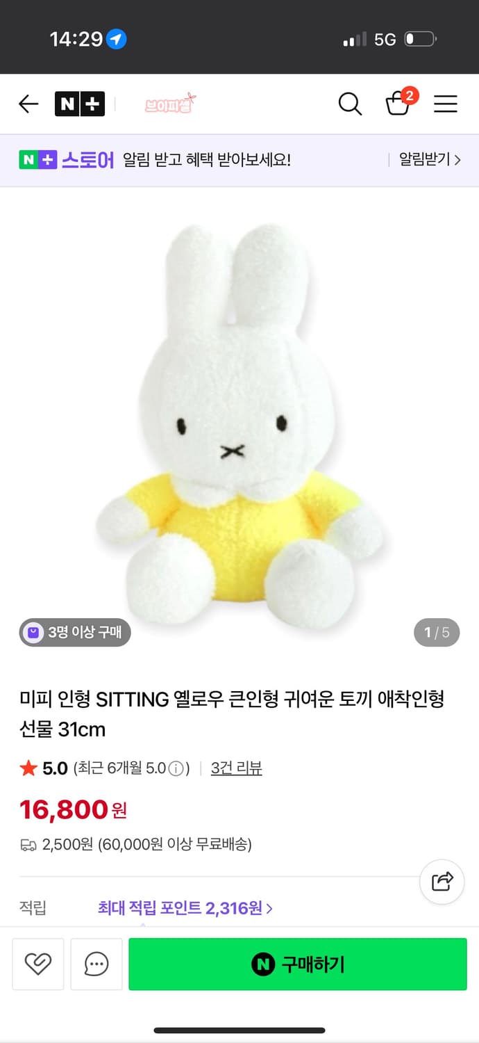 미피 31cm 뽀글이 인형 2개 일괄 상품이미지1