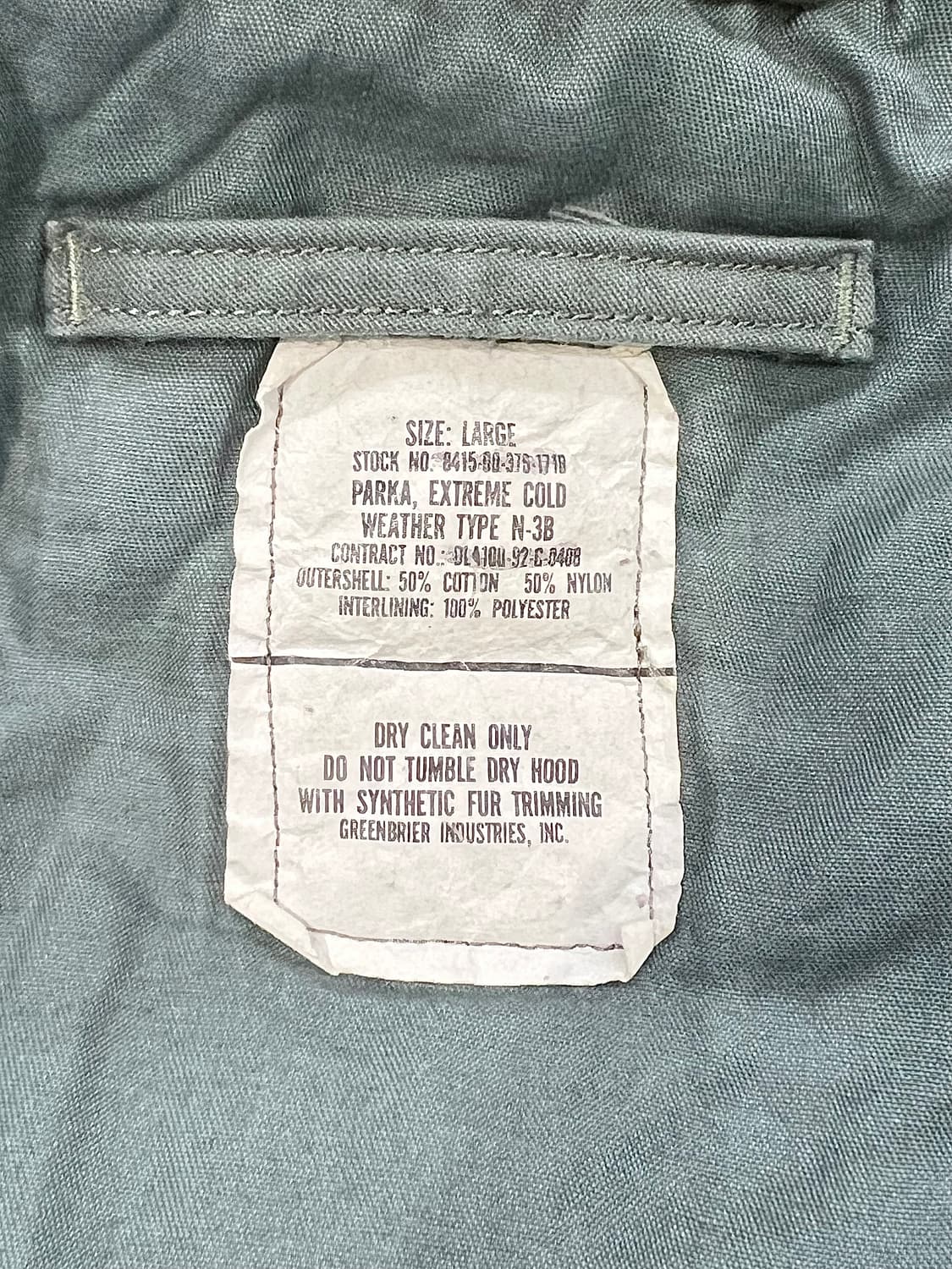 U.S.ARMY 미 공군 N-3B 스노클 그린브리어 파카 자켓 상품이미지7