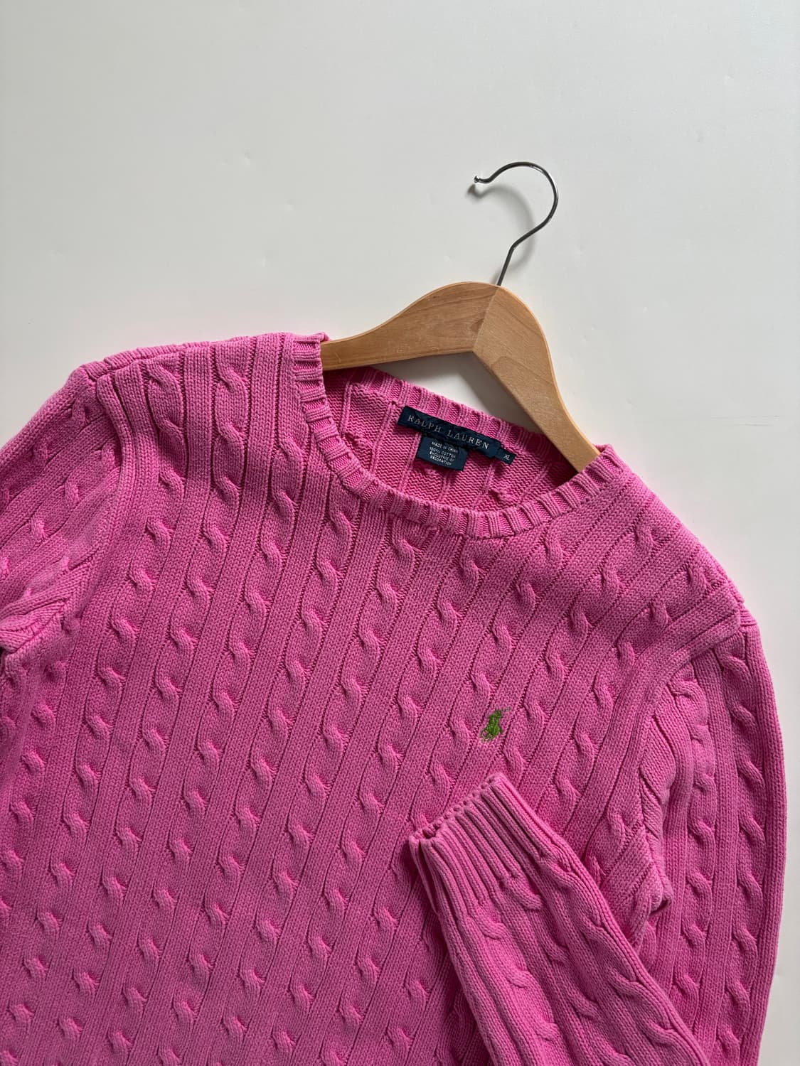 Polo 랄프로렌 우먼 핑크 컬러 코튼 케이블 니트 상품이미지3