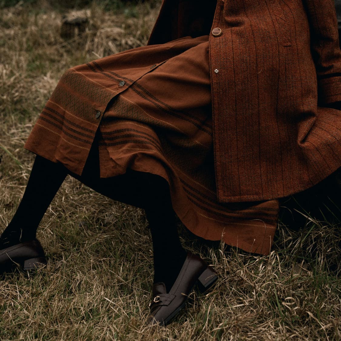 코티지 우드라인 버튼 스커트  상품이미지1