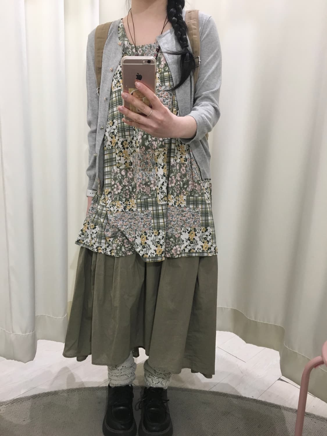 카키 모리 스커트 상품이미지4