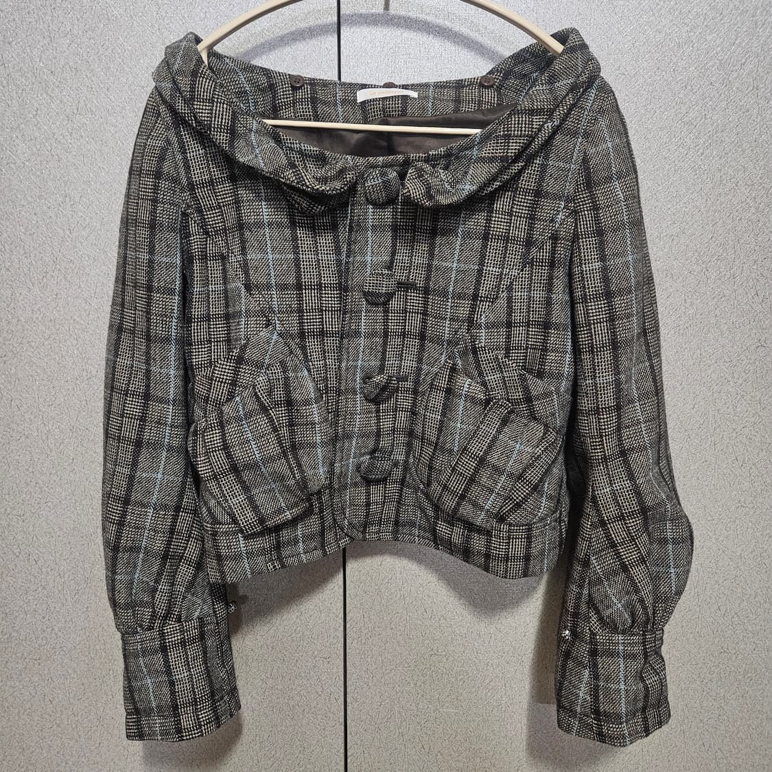 빈티지 너드 모리 브라운 체크 가디건 자켓 상품이미지1