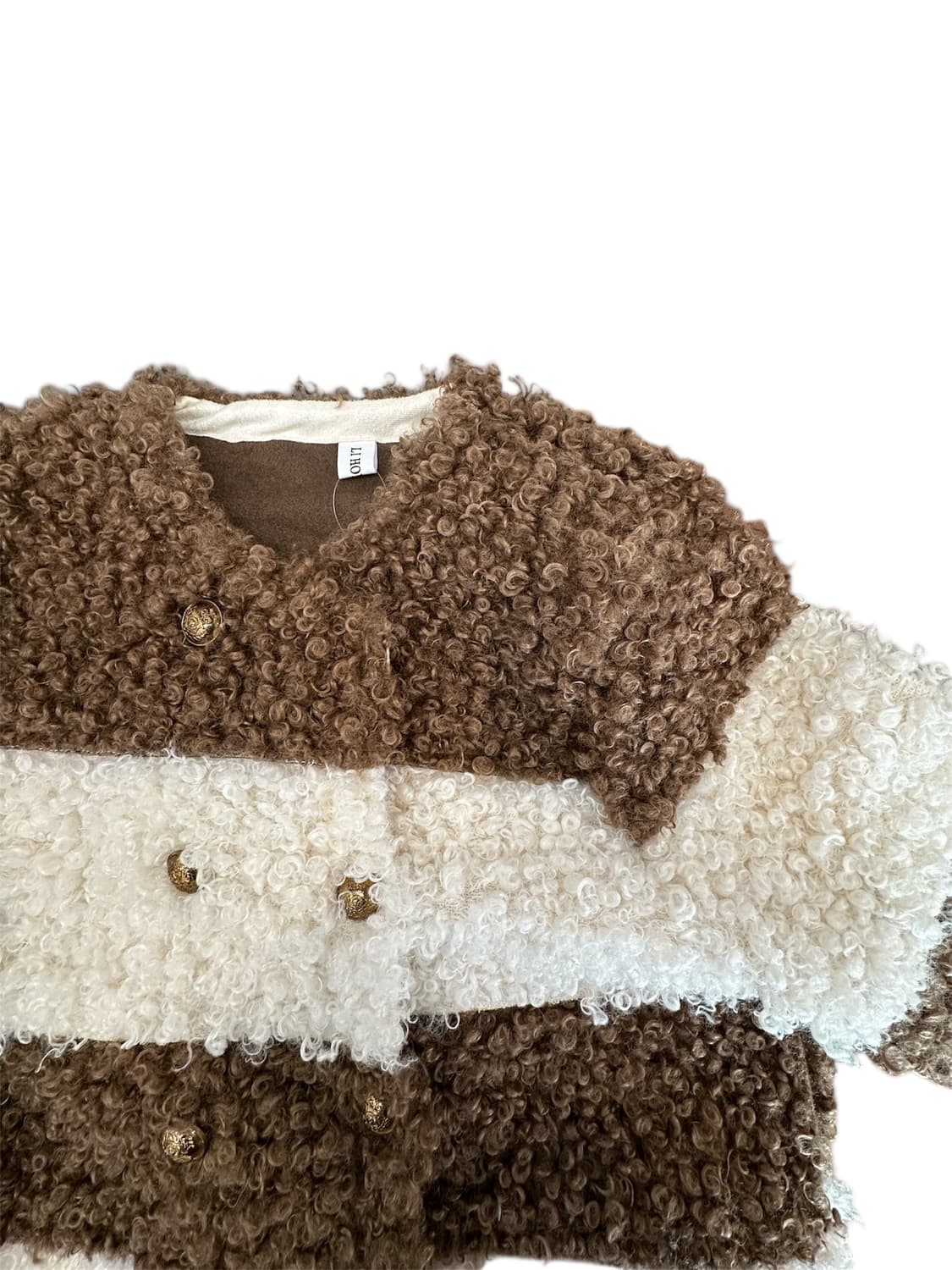 브라운 스트라이프 퍼자켓 상품이미지3