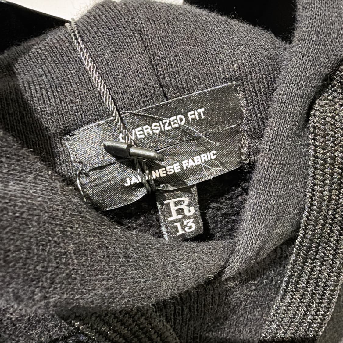 (정품/새상품) R13 알써틴 남성 블랙 오버사이즈 후드 상품이미지3