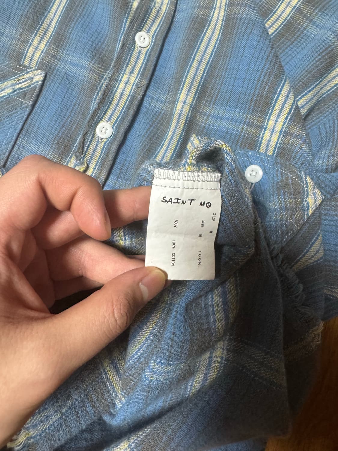 세인트 미카엘 체크 플란넬 셔츠 블루 옐로우 - 23AW 상품이미지4