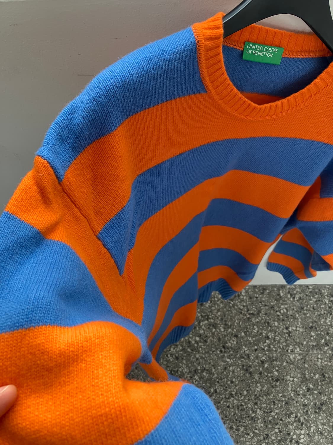 베네통 스트라이프 니트 오렌지/블루 상품이미지3