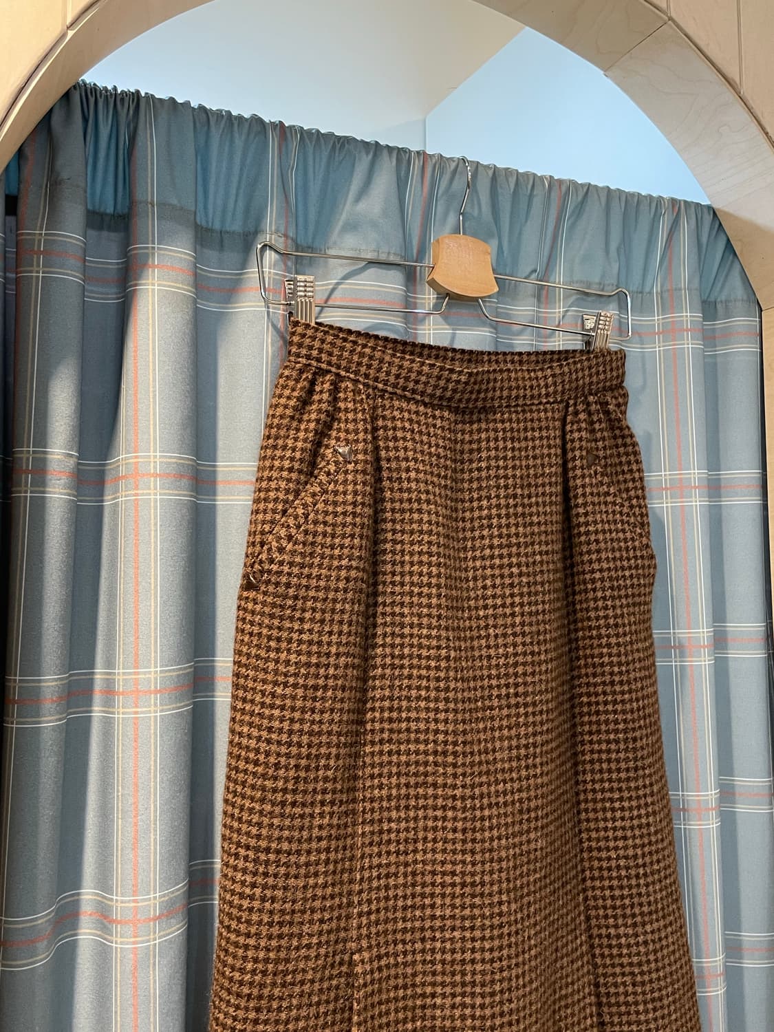 일본빈티지 체크 주머니스커트 상품이미지2