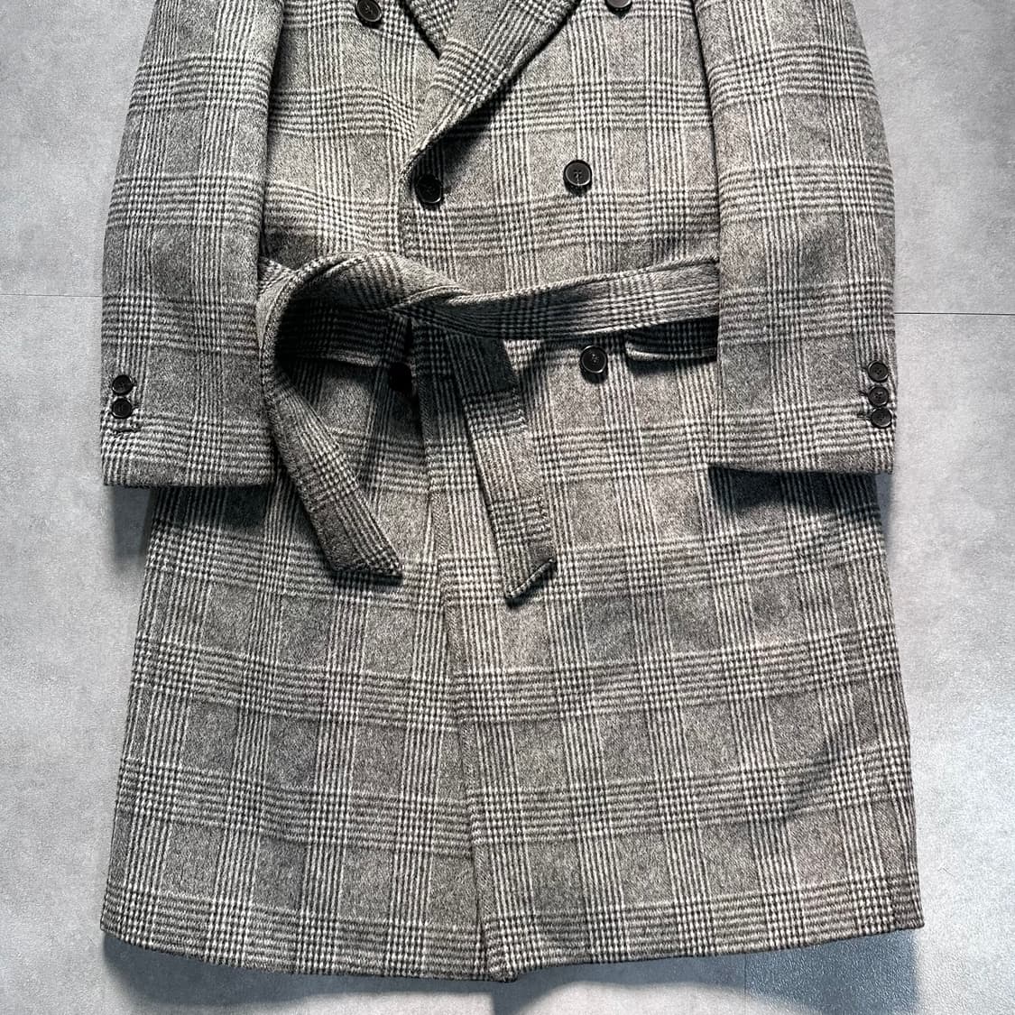 토니웩 글렌체크 울 더블코트 상품이미지3