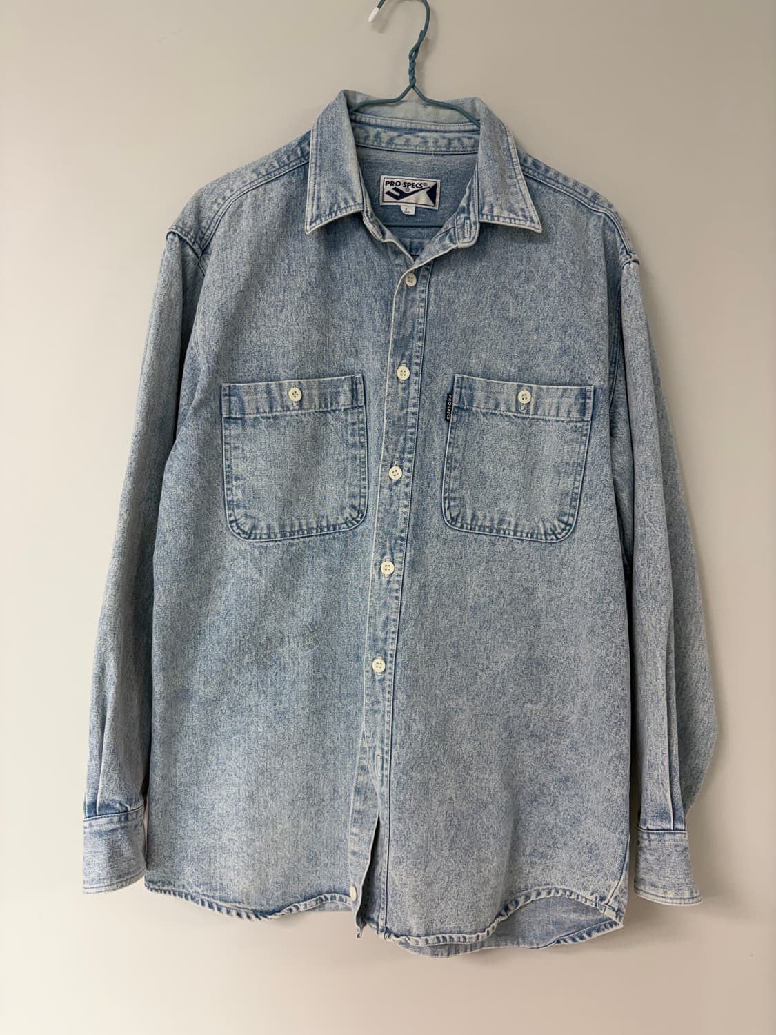 80s 프로스펙스 아이스 워시드 데님 셔츠 L 상품이미지1
