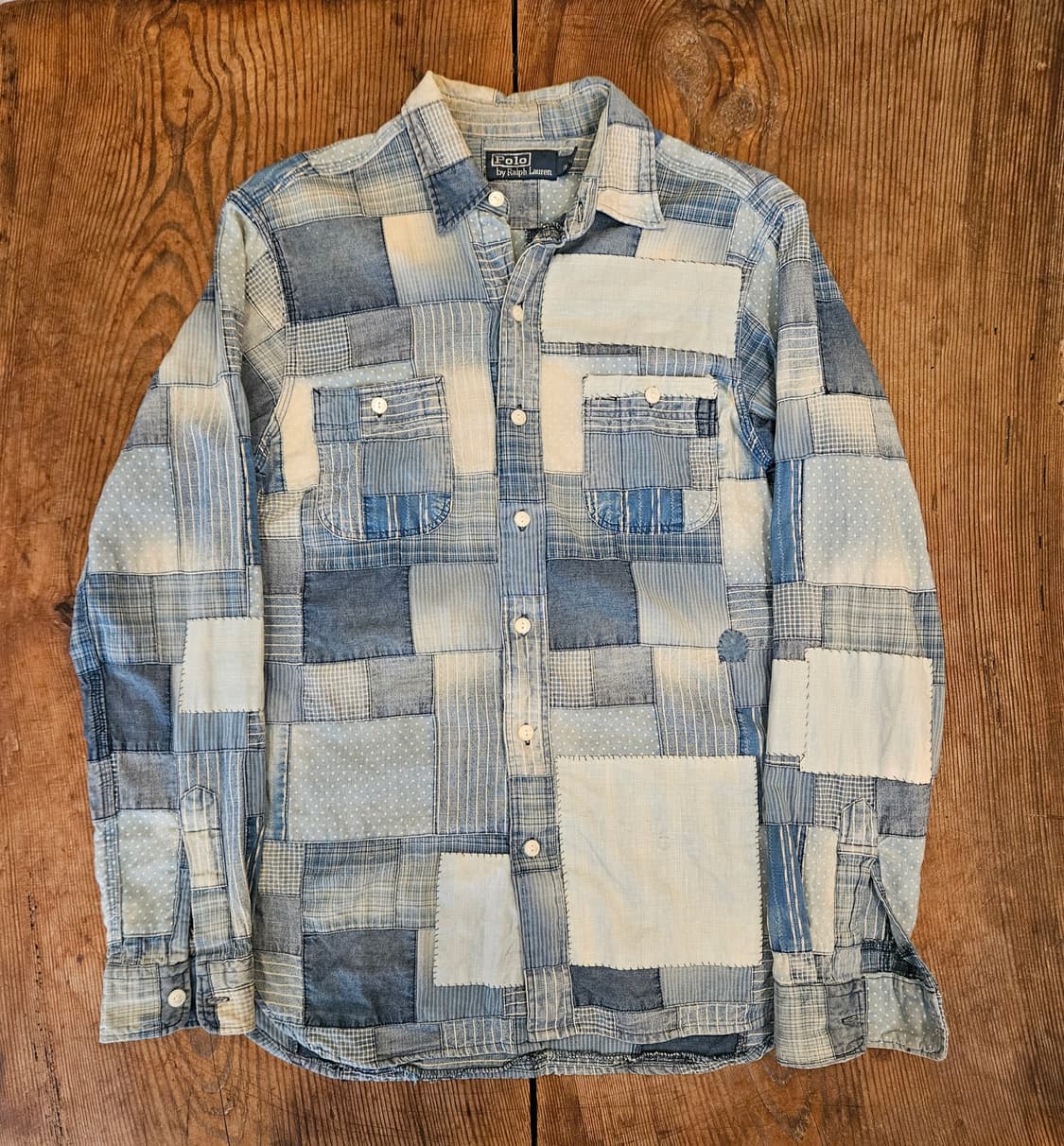 폴로 랄프로렌 인디고 코튼 패치워크 셔츠  상품이미지1