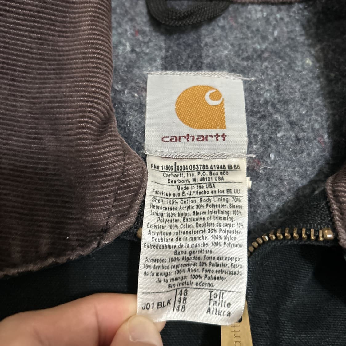 칼하트 J01 브루너 블록스 커스텀 디트로이트 자켓 블랙 상품이미지4