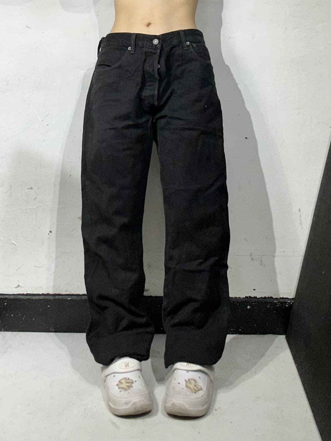리바이스 501 흑청 와이드 데님 팬츠 34 상품이미지2