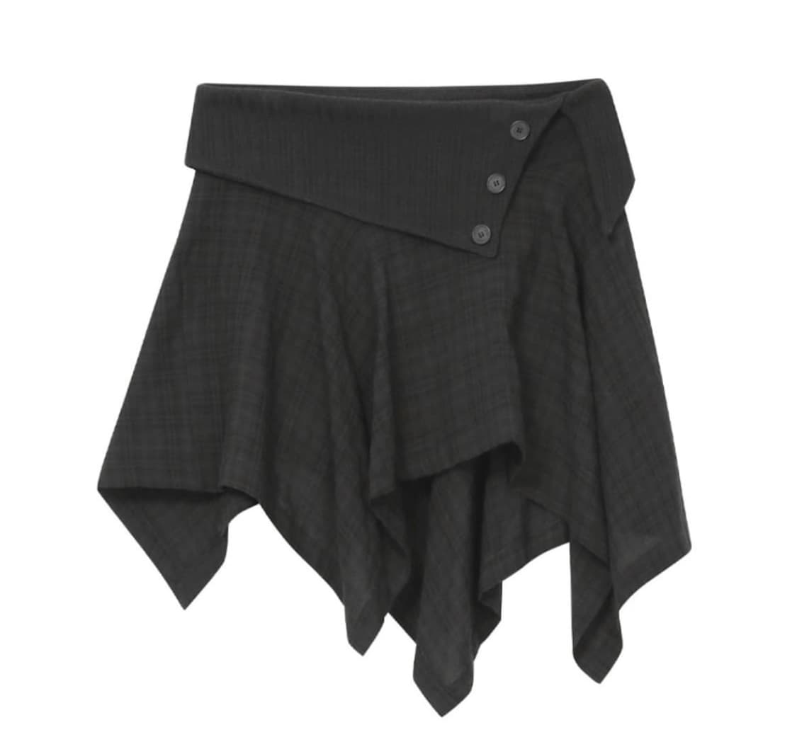 미세키서울 언발란스 레이어드 스커트 체크 2 사이즈 상품이미지1