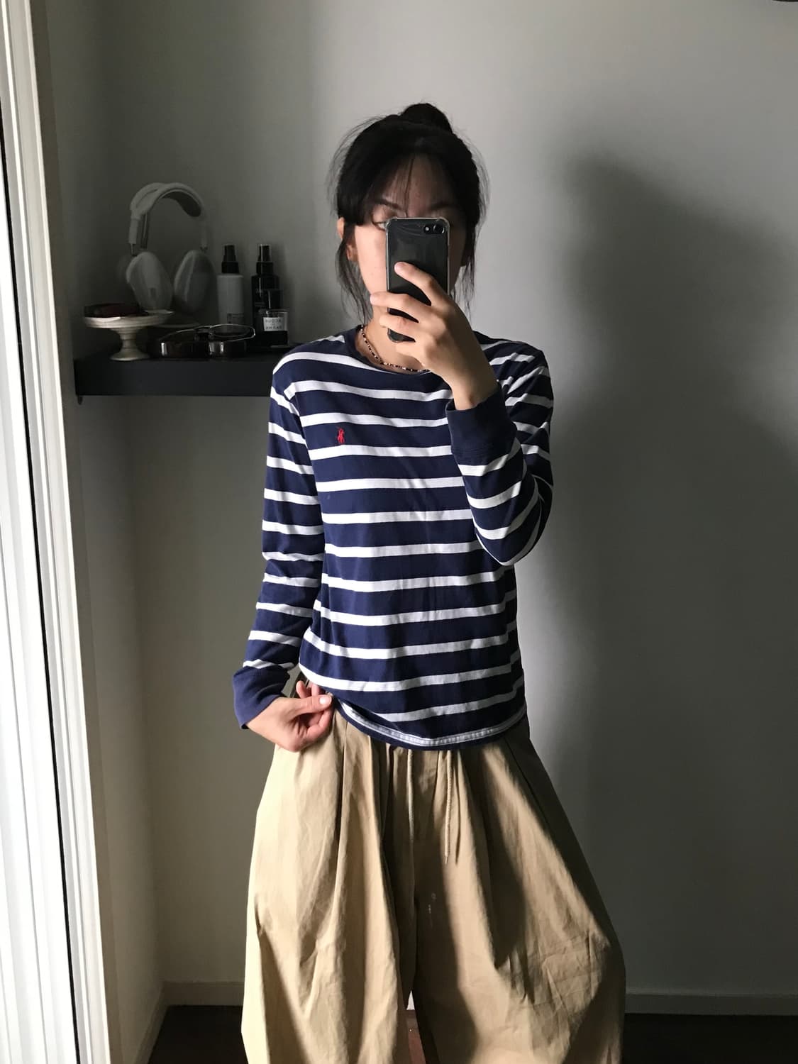 폴로 랄프로렌 포니 로고 네이비 스트라이프 긴팔 슬리브티 상품이미지3