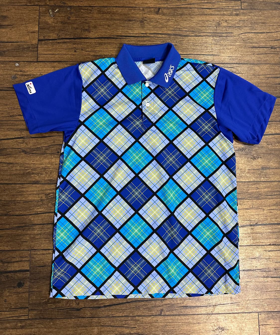 아식스 남성 체크 반팔 카라티 L 새제품 상품이미지1