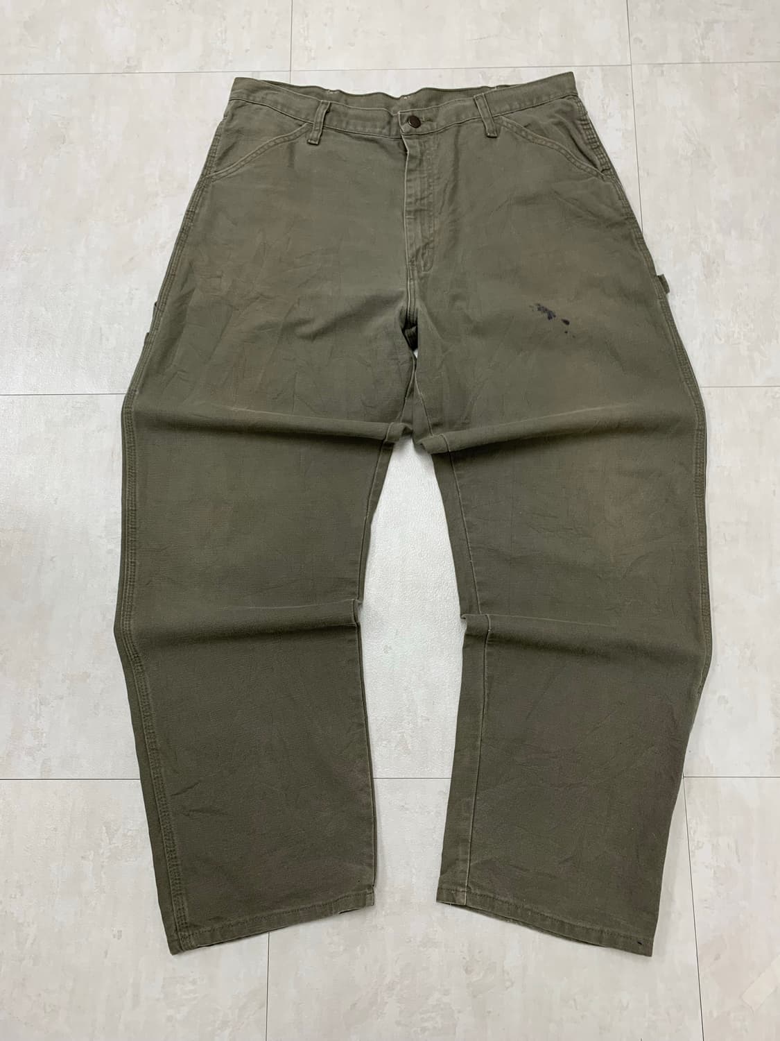 카키 브라운 카펜터 와이드 팬츠 상품이미지1