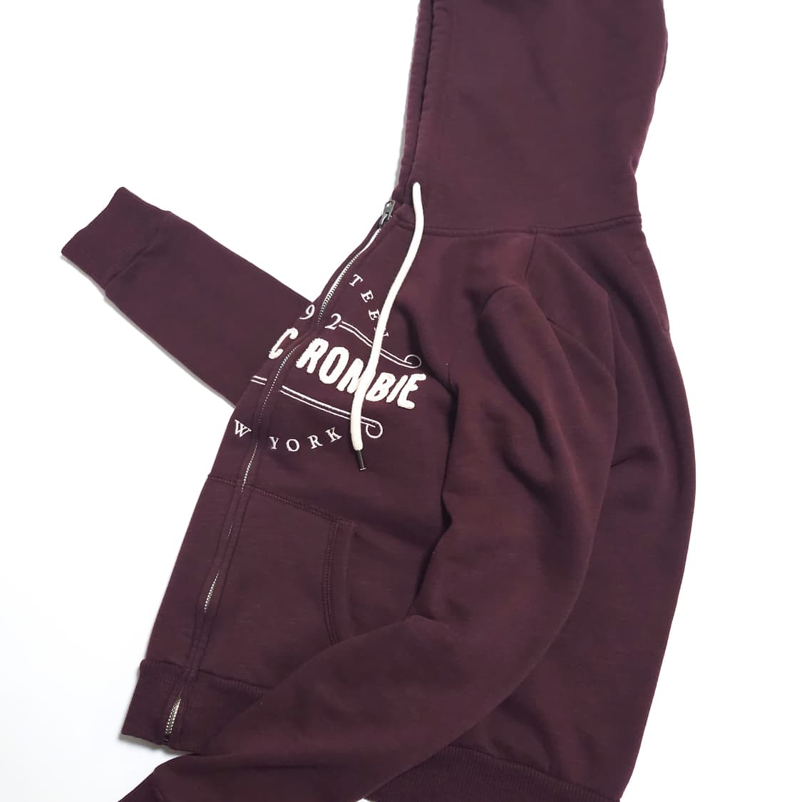 아베크롬비 스펠아웃 붙핏 후드 집업 버건디 상품이미지4