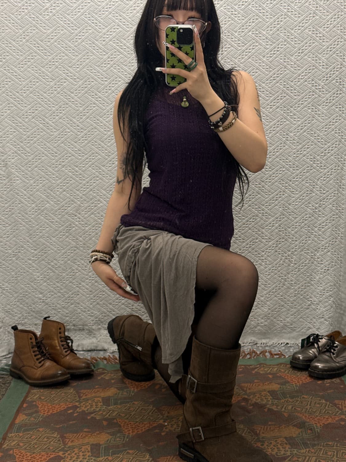 빈티지 란제리코어 레트로 90's 딥퍼플 포도맛 나시 K0141 상품이미지1