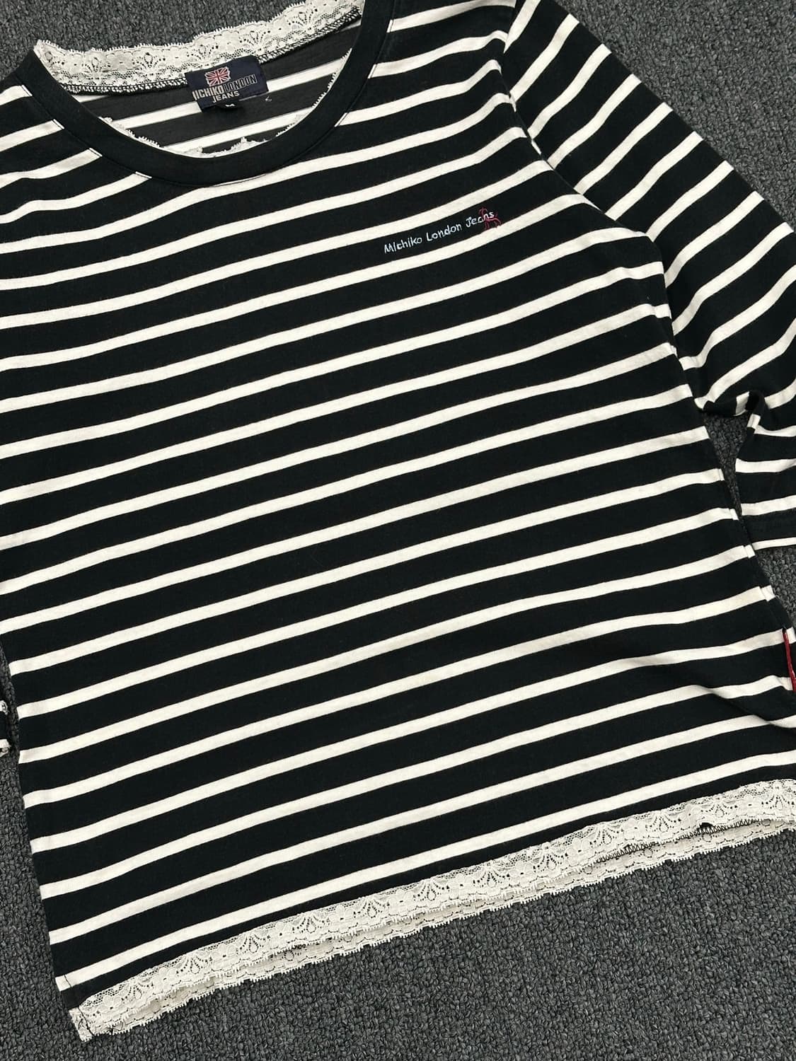 M)미치코런던 빈티지 여성 스트라이프 레이스 롱슬리브 상품이미지2