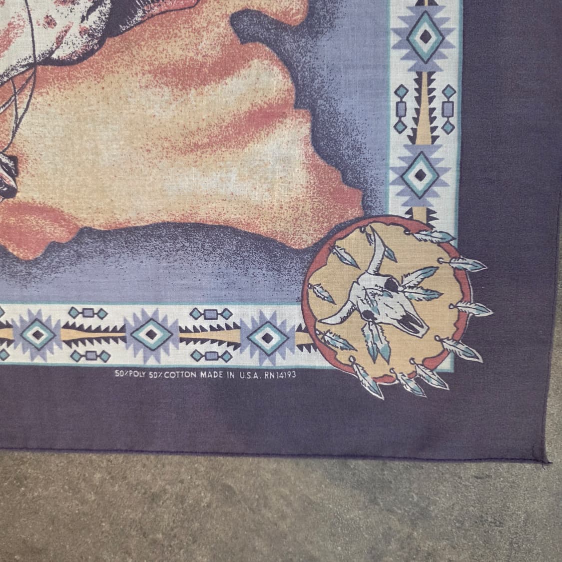 90s Native American 전사 그래픽 반다나 스카프 상품이미지2