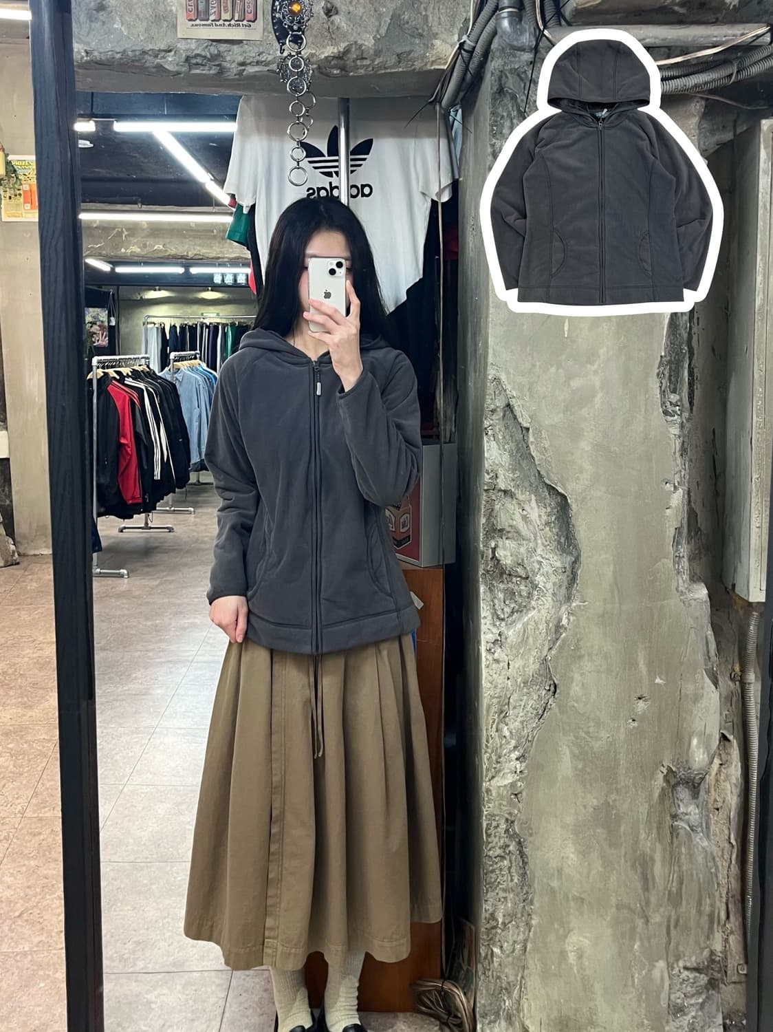 에디바우어 후드 플리스 자켓 차콜 #csz2736 상품이미지1