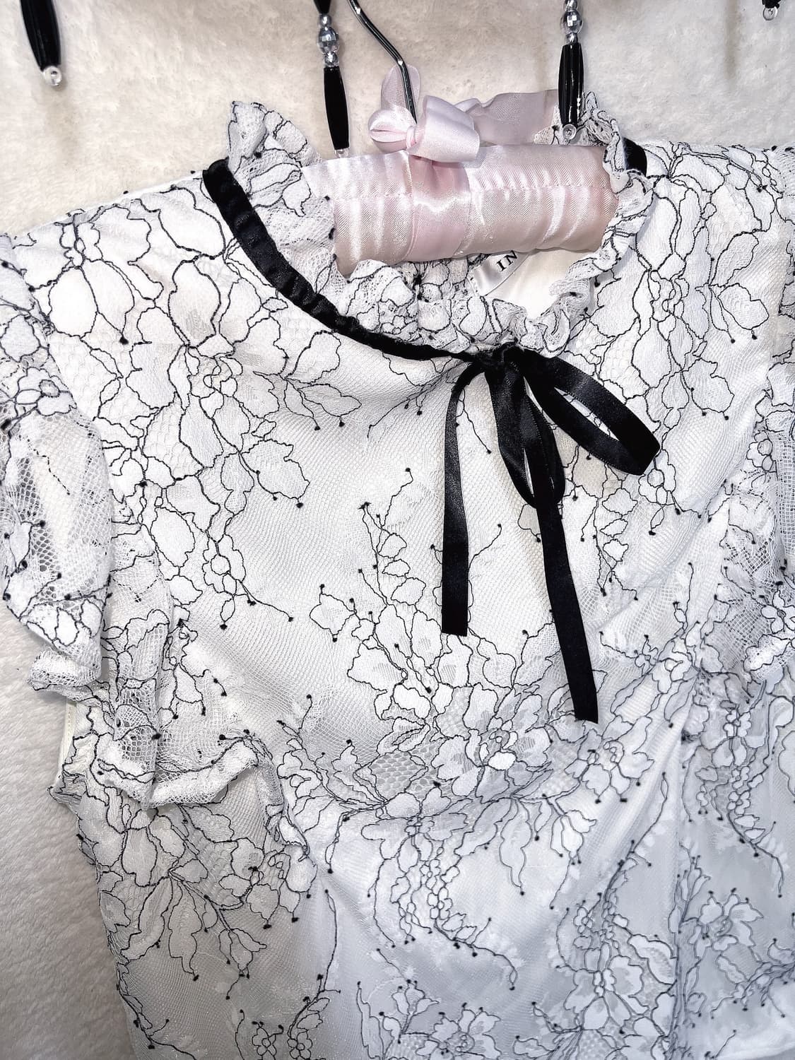 잉그니 ingni 프릴레이스 리본 블라우스 로걀탑 로맨틱갸루 양산형 핀터 상품이미지10