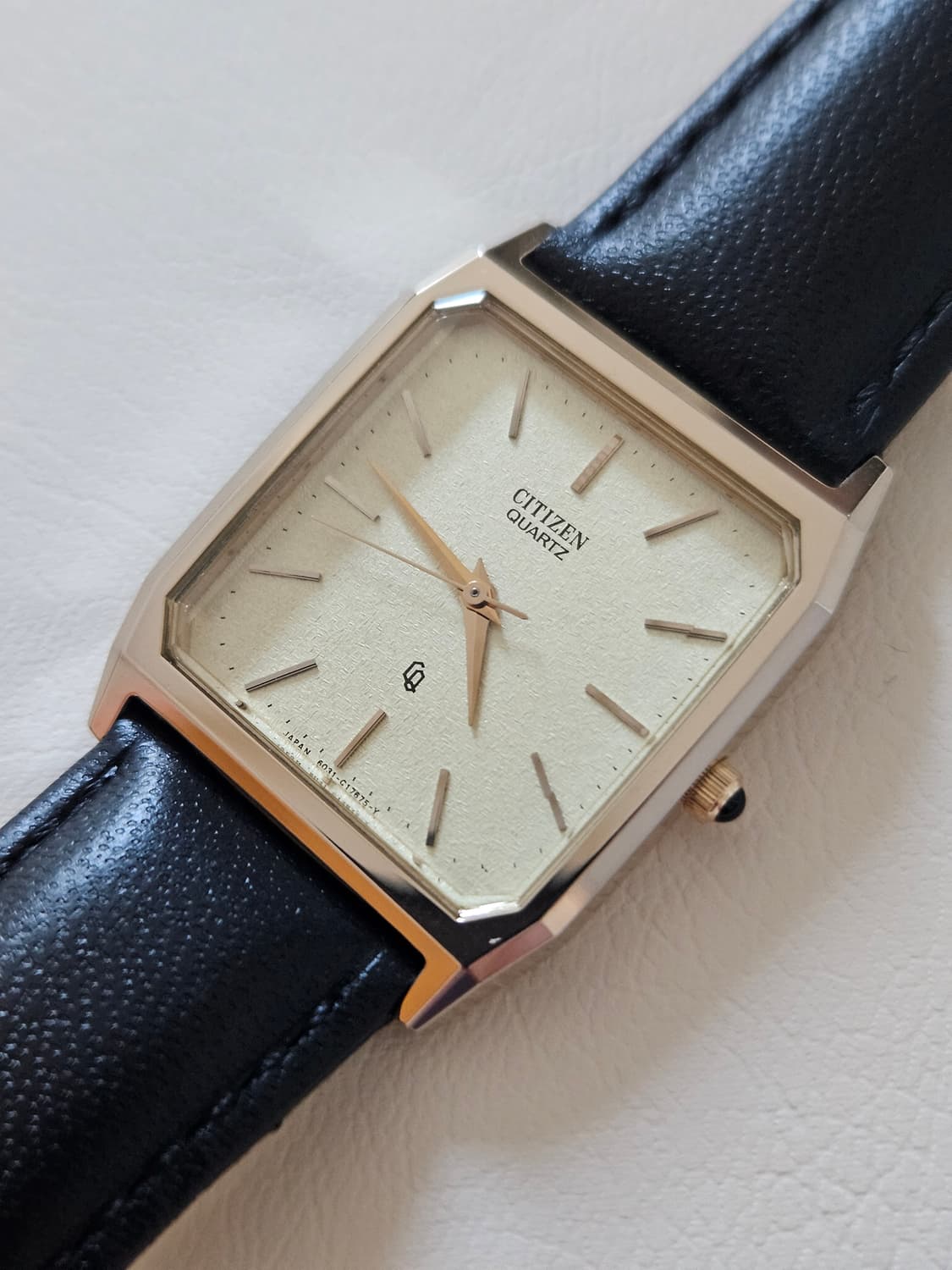 빈티지 시티즌 쿼츠 사각 드레스 금장 가죽 시계 상품이미지4
