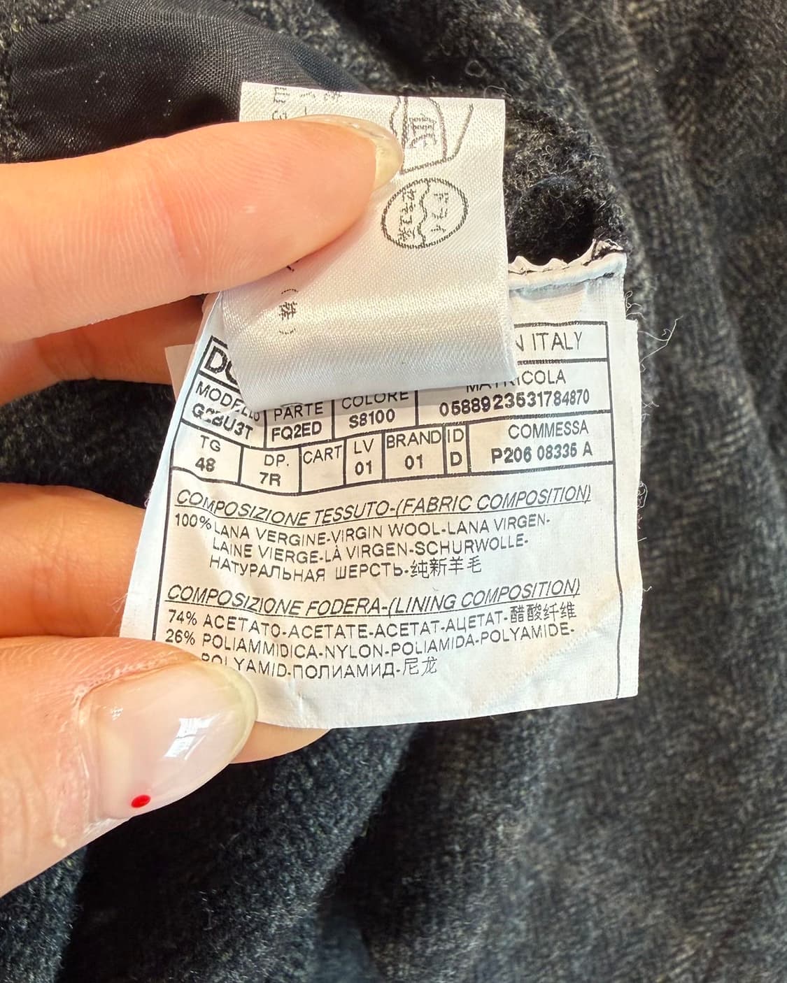 돌체앤가바나 차콜 체크 더블 브레스티드 블레이저 자켓  상품이미지9