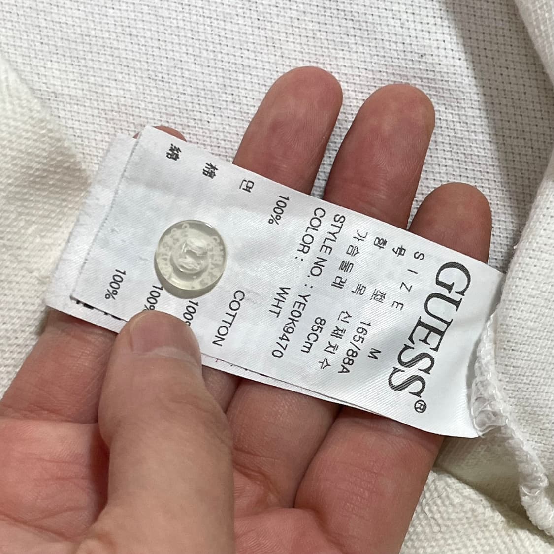 게스 GUESS 오렌지 로고 화이트 반팔 카라티 여성M 상품이미지4