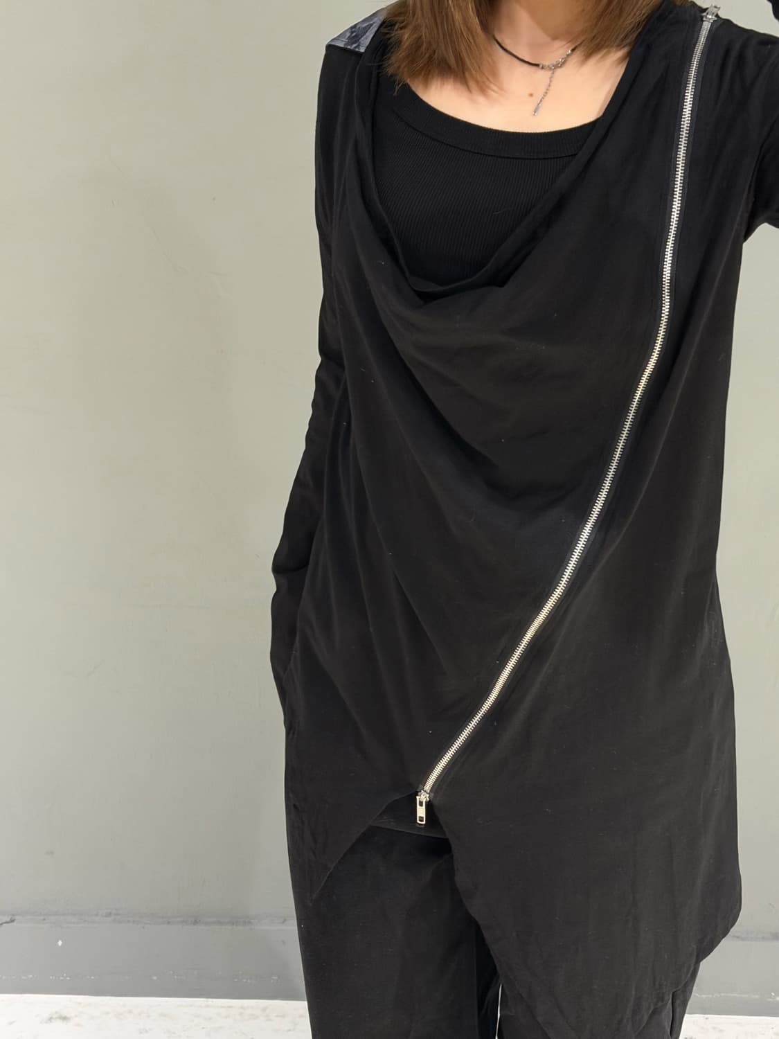 Archive side zipper drape hood zip-up  상품이미지4