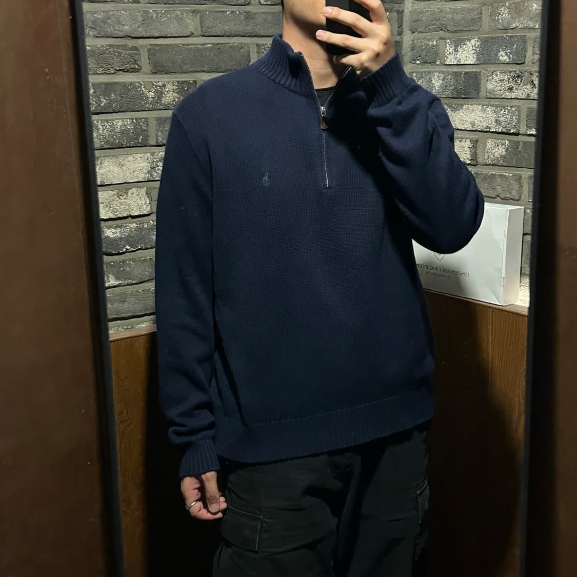 L) 폴로 랄프로렌 반집업 풀오버 헤비코튼 니트 네이비 상품이미지8