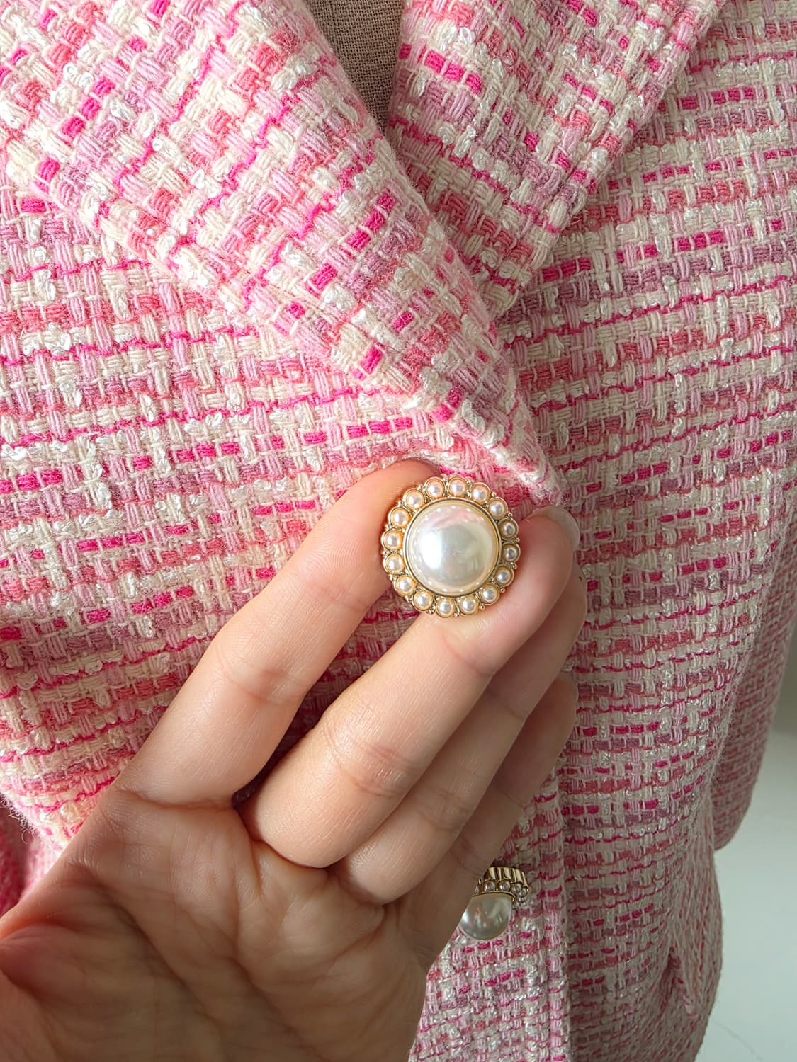 핑크 트위드 진주 버튼 자켓 상품이미지4