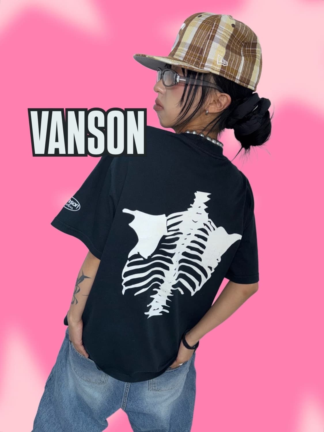 < Vanson Leathers Bone Printing T-shirt  상품이미지1