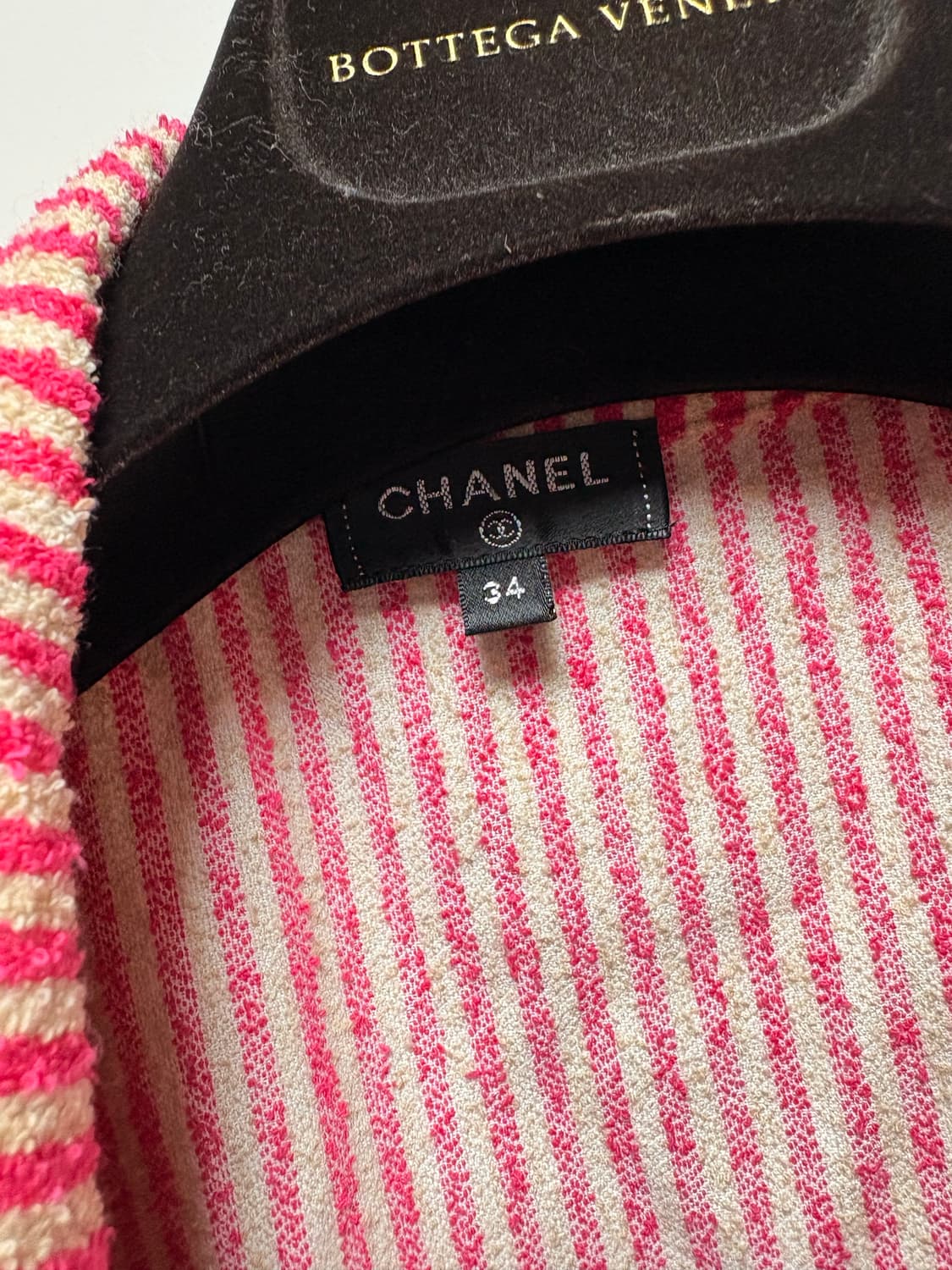 샤넬 핑크 스트라이프 셔링 자켓 34 정품 상품이미지3