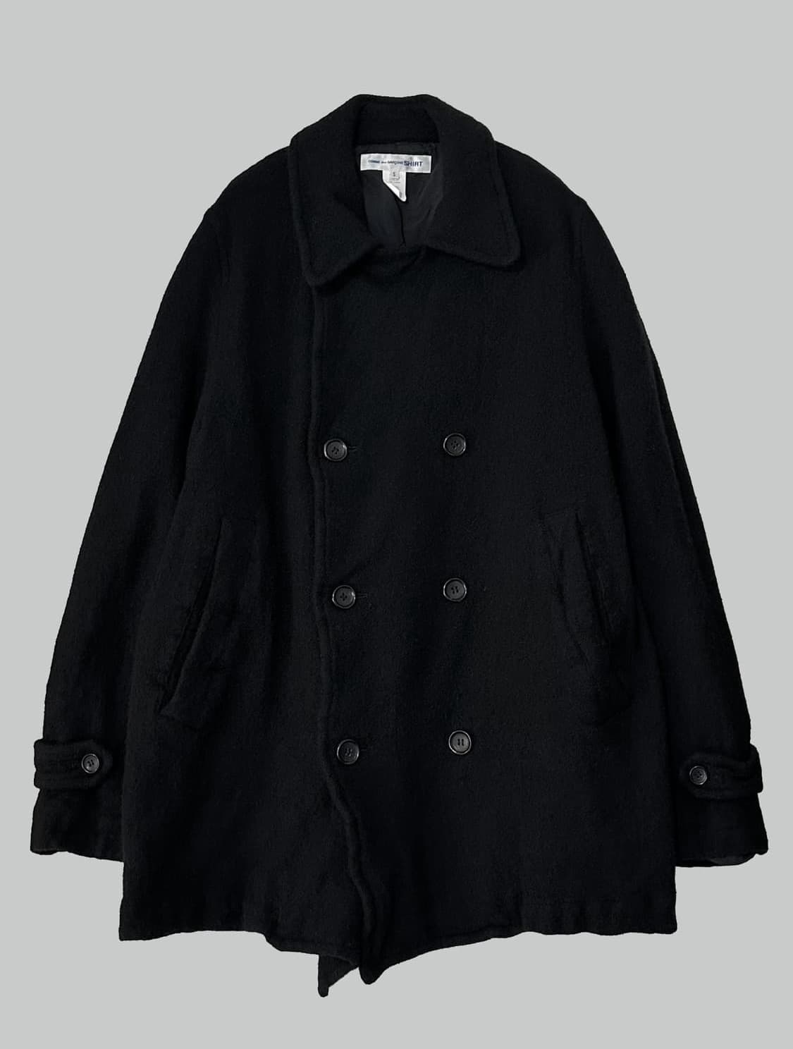 [L] 꼼데가르송셔츠 축융 울 피코트 블랙 상품이미지3