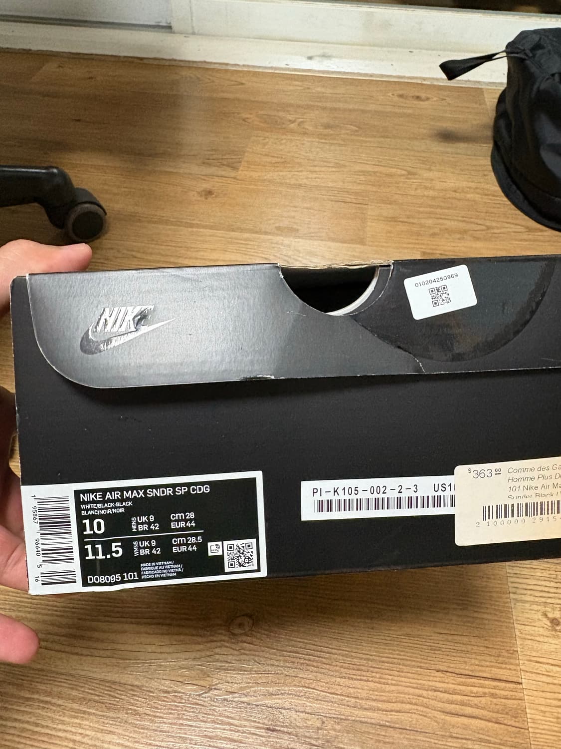 나이키 x 꼼데가르송 옴므 플러스 에어맥스 선더 SP 화이트 블랙 280 상품이미지4