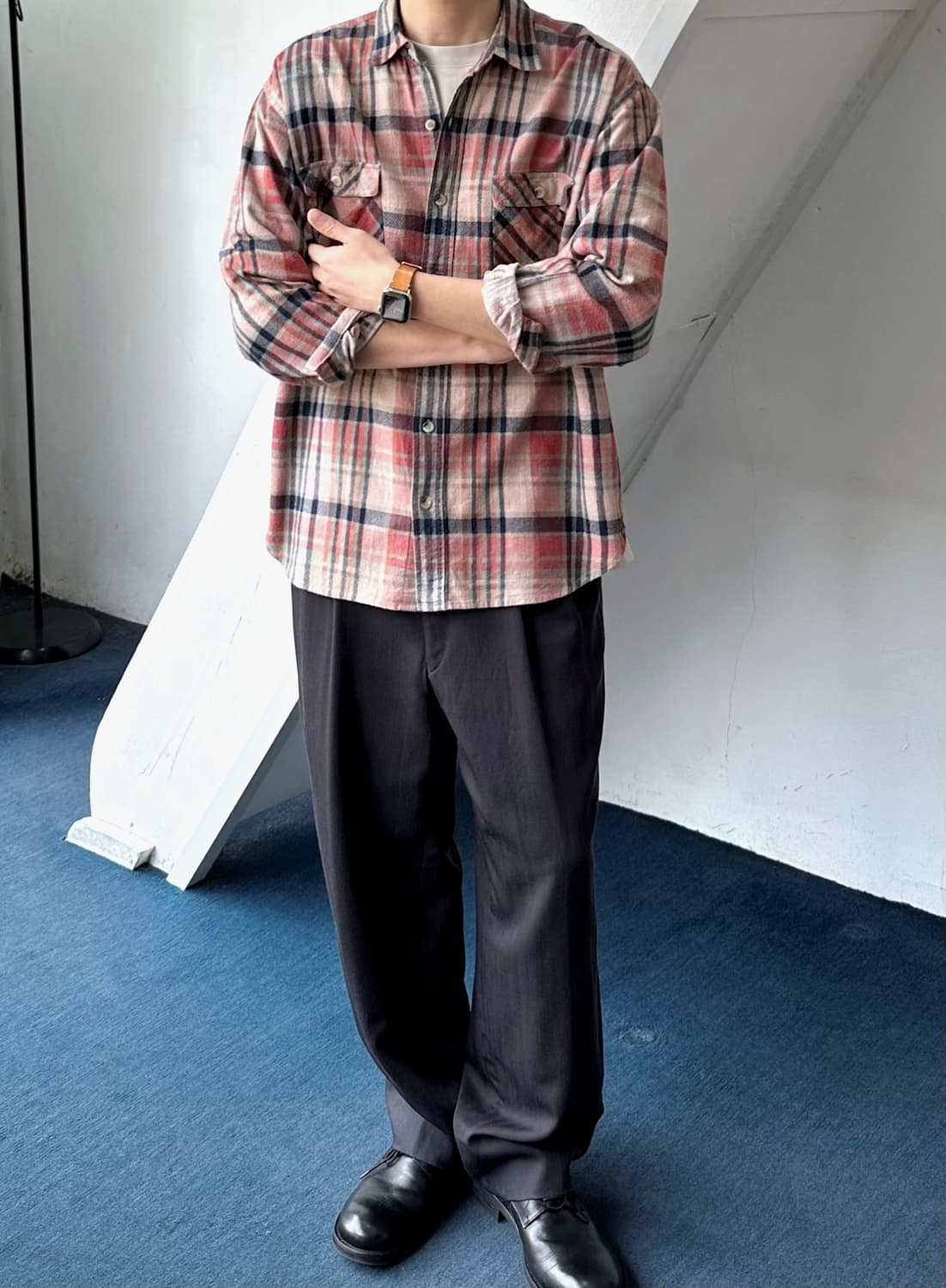 Brushed cotton nel check shirt 상품이미지9