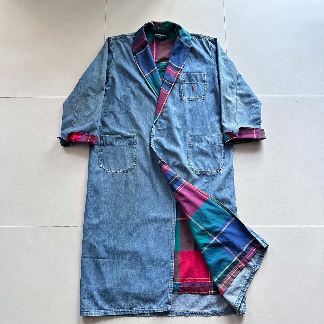 80s 폴로 랄프로렌 미국산 데님 로브 코트 L MADE IN USA 상품이미지1