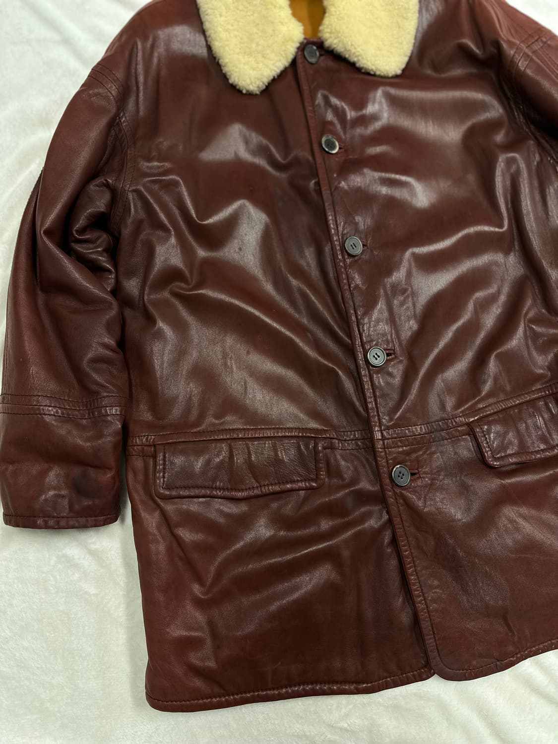 (50)발렌티노 양털 시어링 리얼 레더 코트 상품이미지3