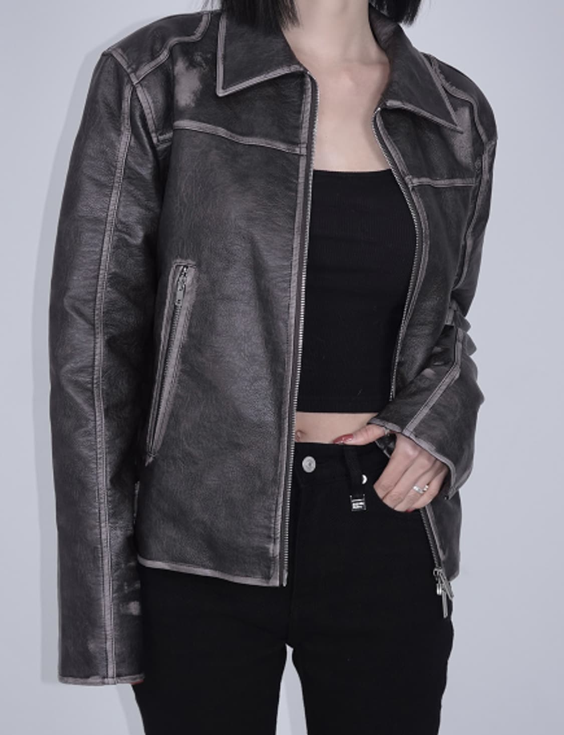 페일제이드 빈티지 워싱 패디드 바이커점퍼 S 상품이미지2