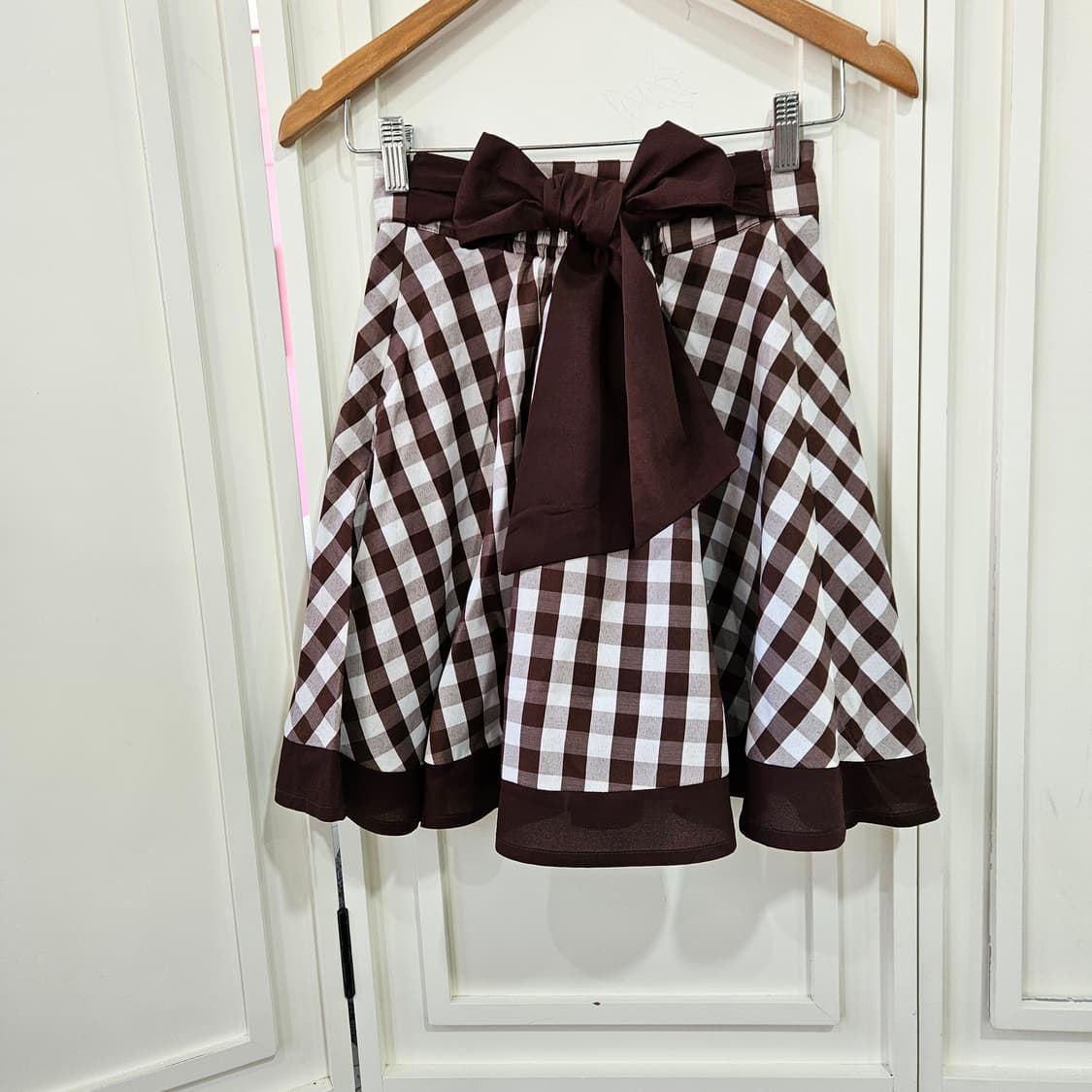 브라운 체크 스커트 상품이미지3