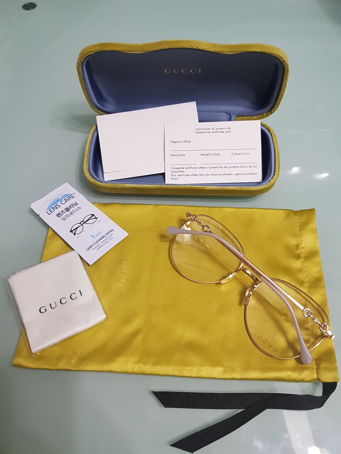 새상품 풀구성)구찌 홀스빗 샴페인골드 남녀안경테 상품이미지8