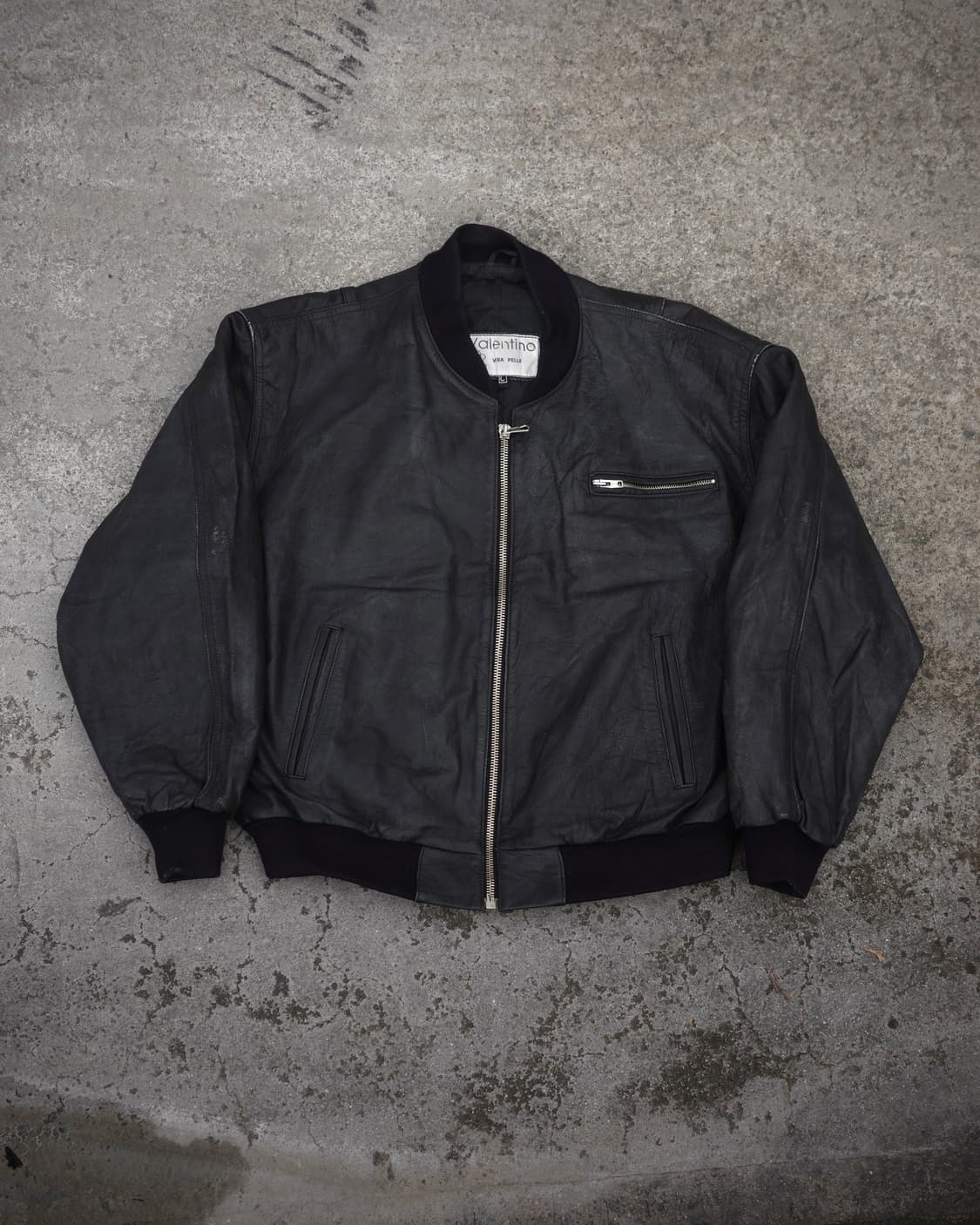 빈티지 유럽 레더 블루종 자켓 상품이미지1