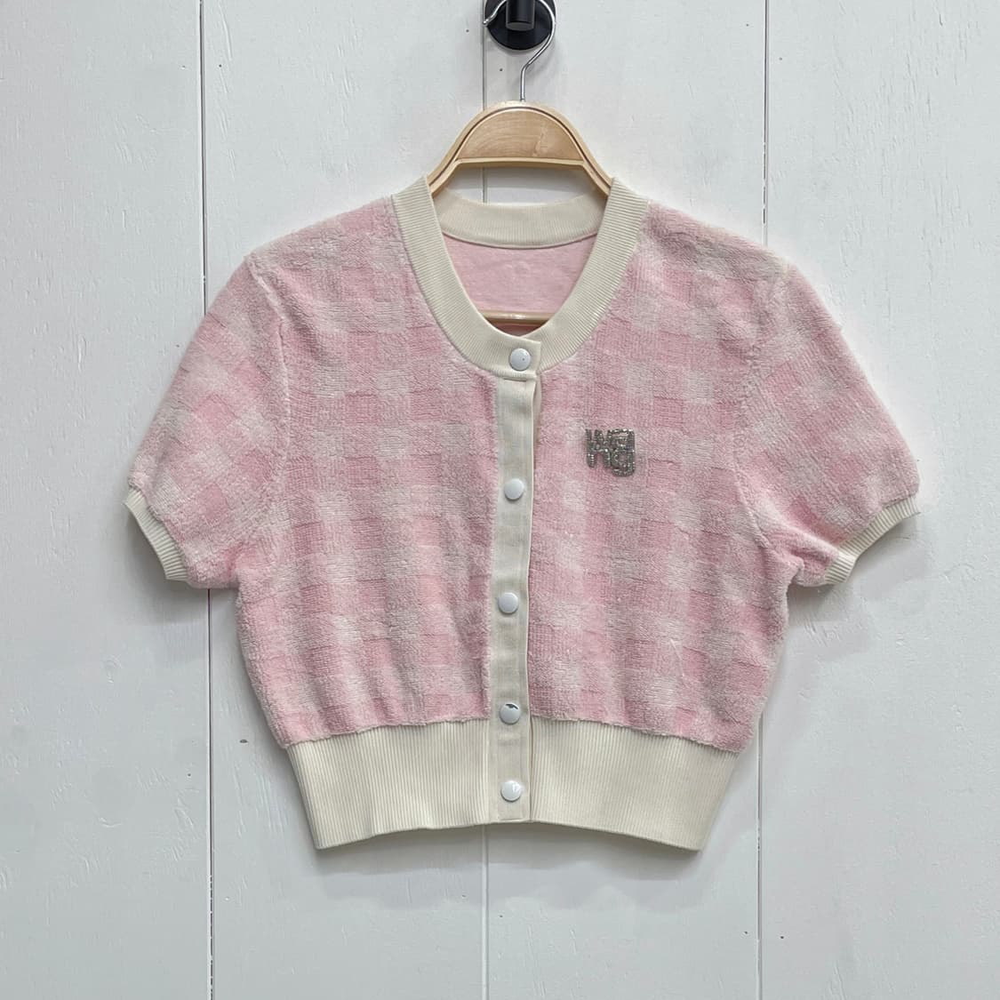 알렉산더왕 핑크 체크 테리 반팔 가디건 상품이미지2