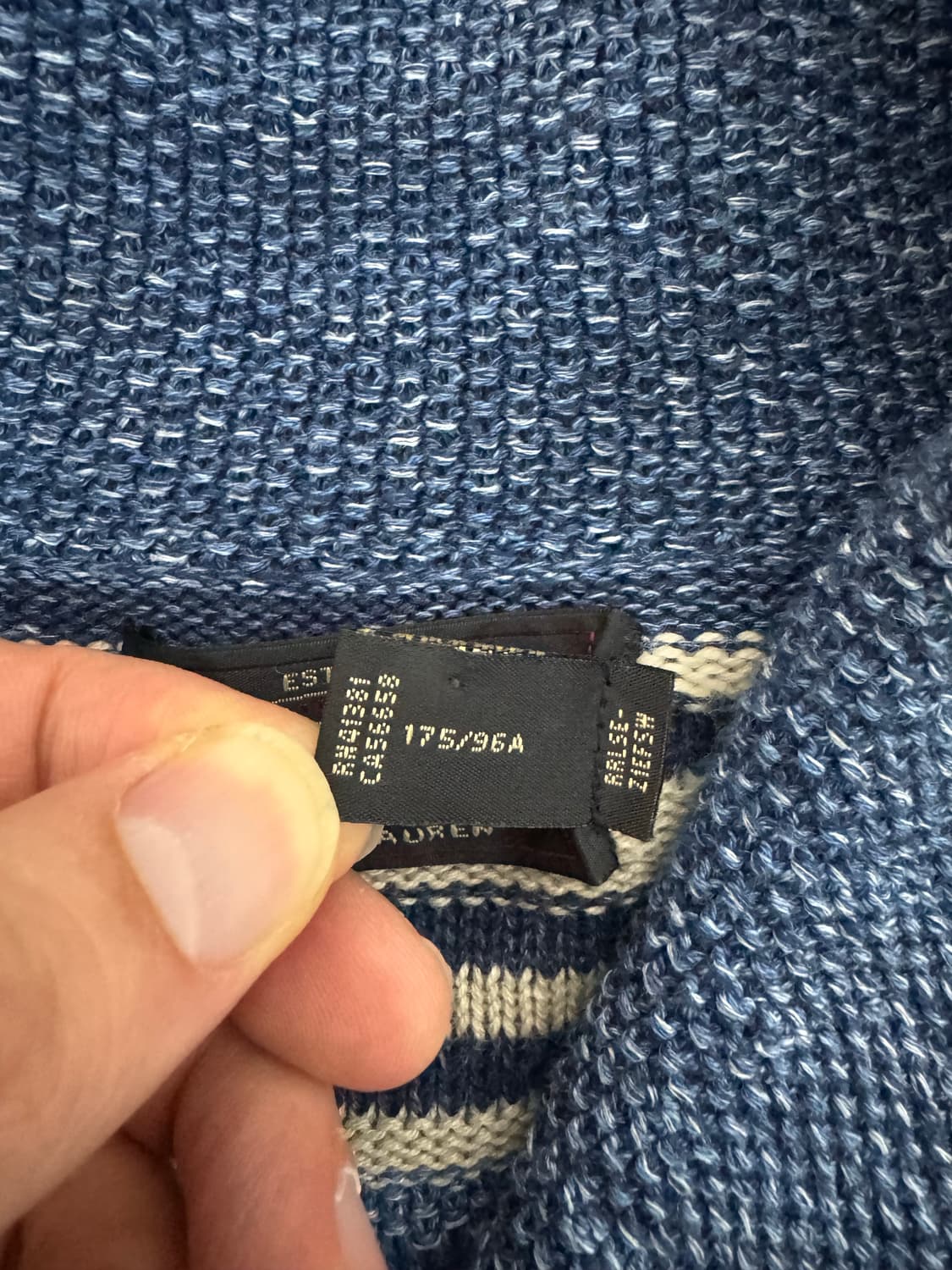 M 더블알엘 인디고 스트라이프 코튼 숄카라 가디건 상품이미지3