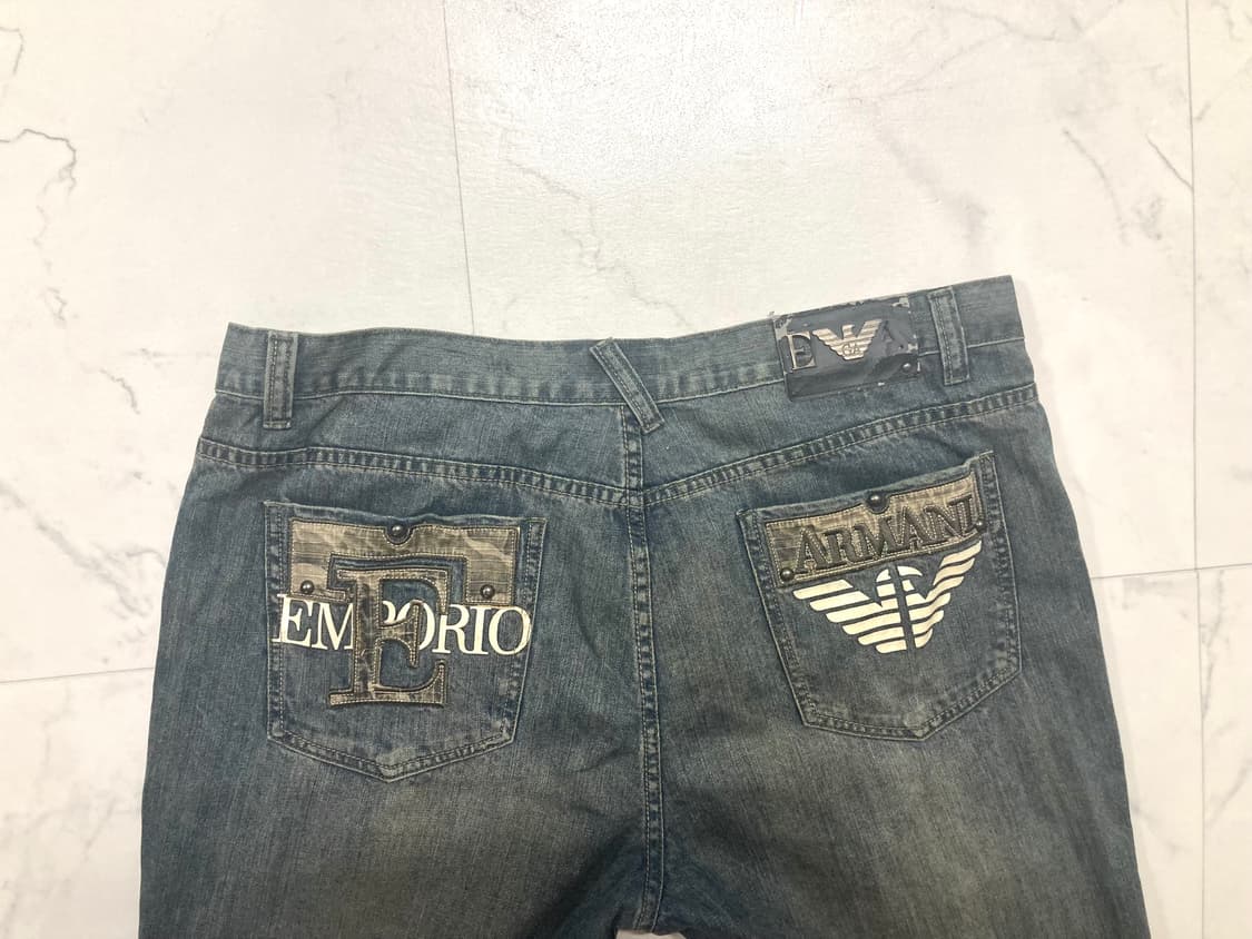 90s 엠포리오 아르마니 워싱진 데님 팬츠 36-38 상품이미지4