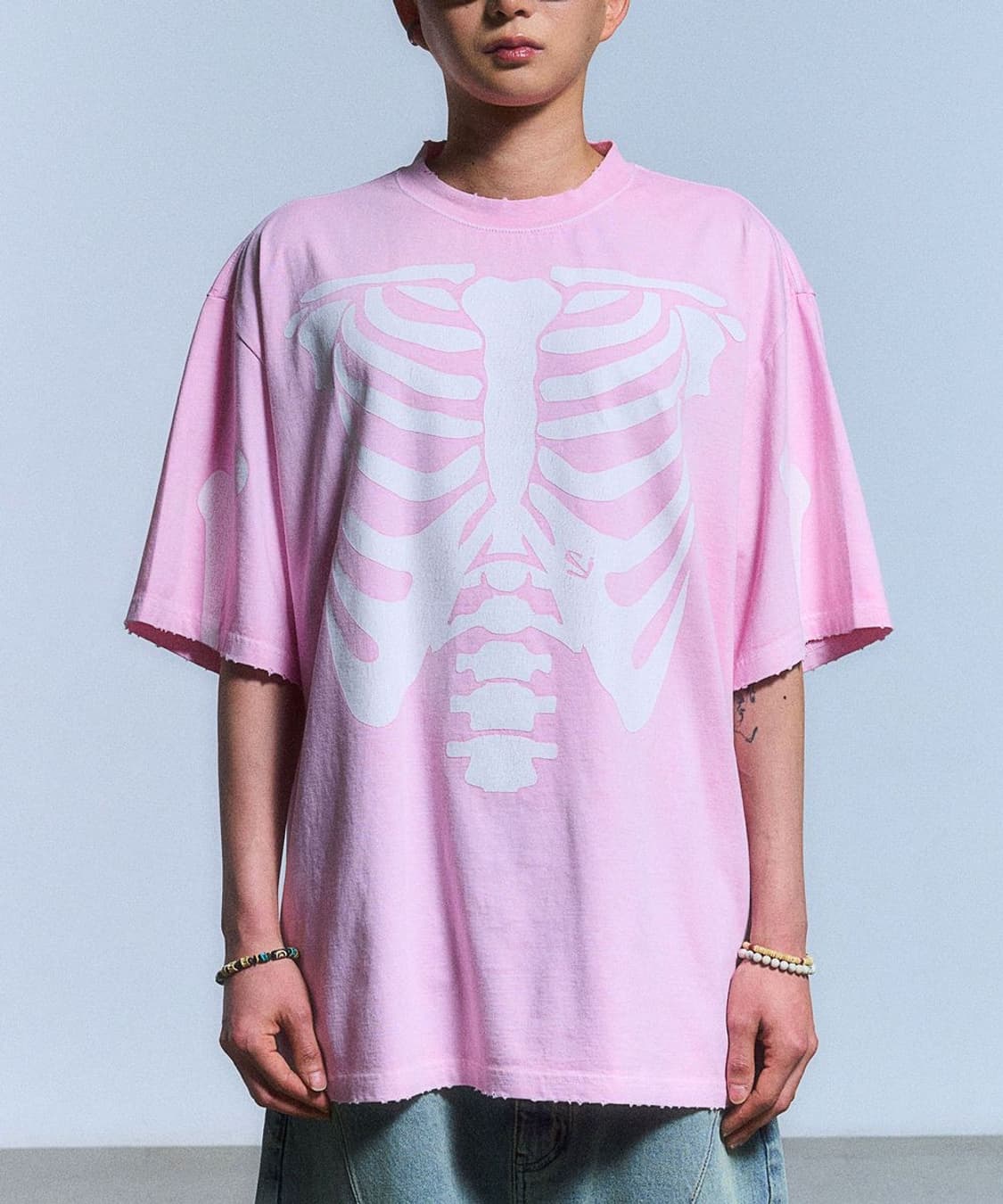스키즘인듀싱 RIB CAGE T SHIRT_PINK M사이즈 상품이미지6