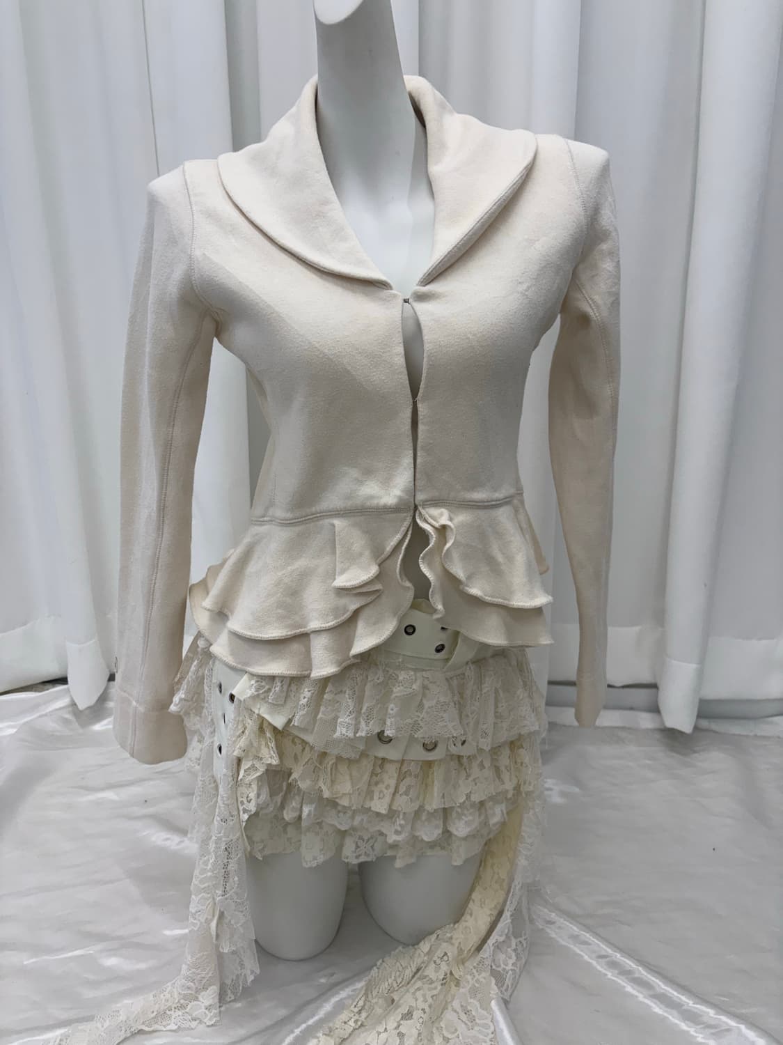 아이보리 러플 면 자켓 상품이미지1