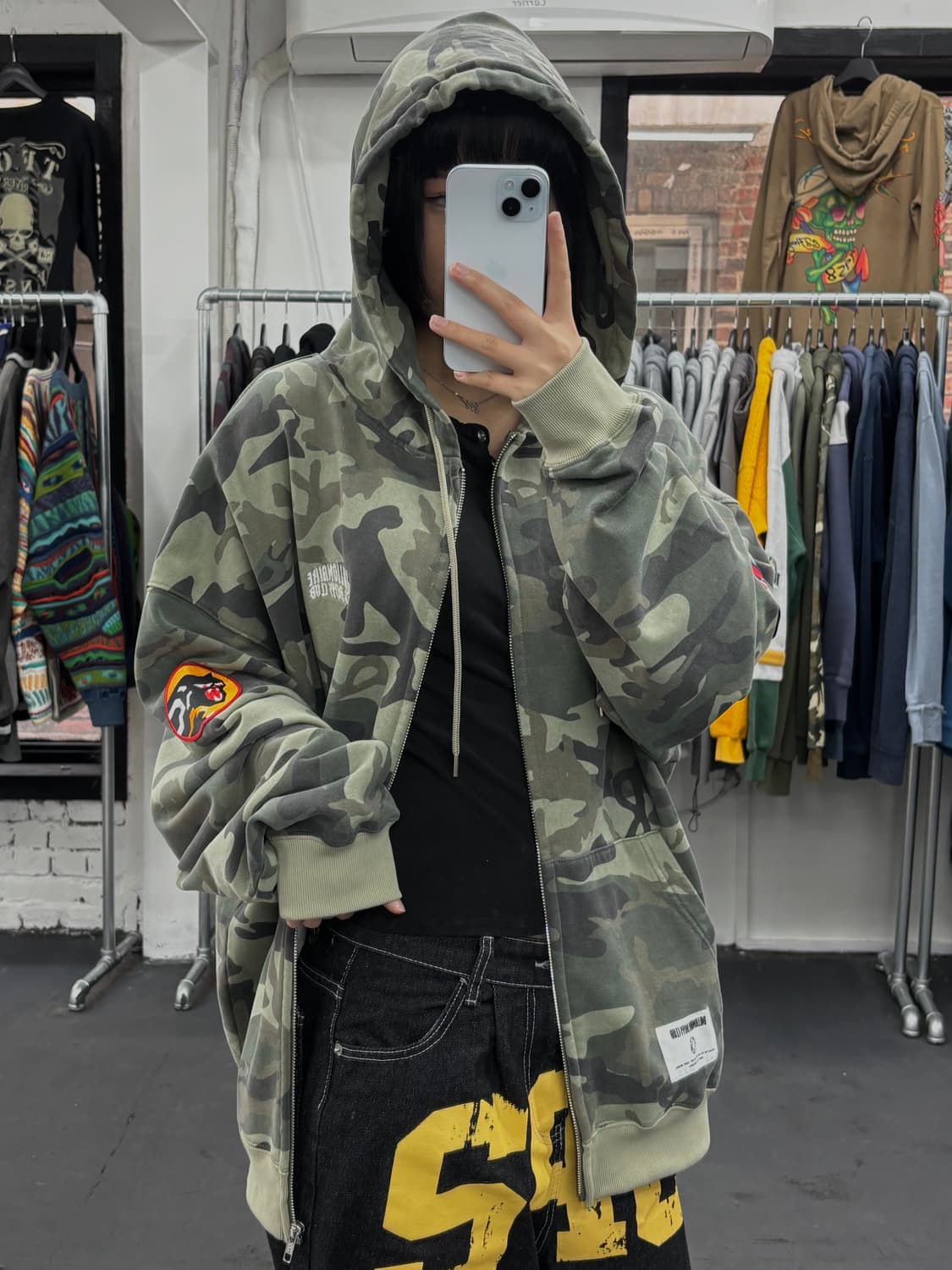 빌리어네어 보이즈 클럽 패치워크 카모 후드집업 상품이미지3