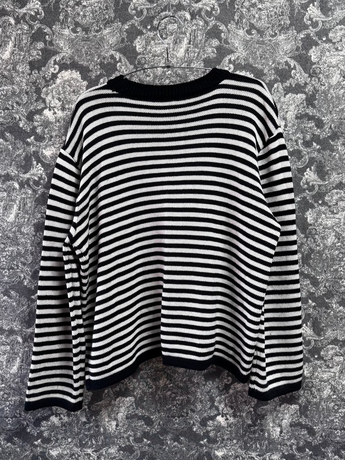 vintage 빈티지 크롭 스트라이프 니트 (블랙) 상품이미지4